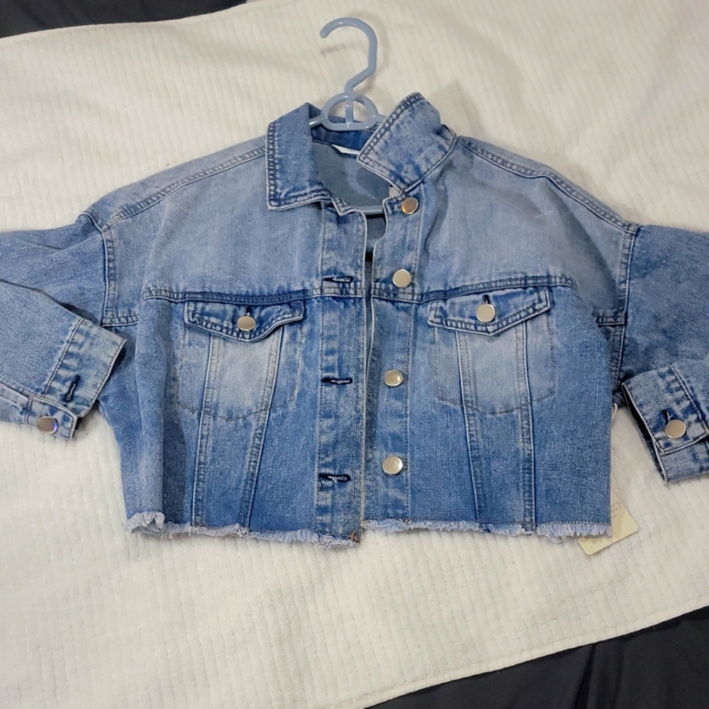 Highway jeans cropped Jean jacket, M, blue